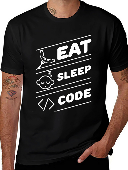 Eat Sleep Code Black Graphic Tee