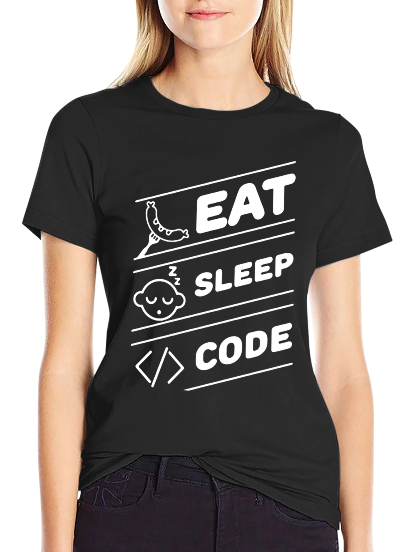 Eat Sleep Code Black Graphic Tee