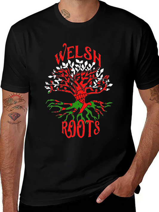 Welsh Roots Tree Graphic T-Shirt Black